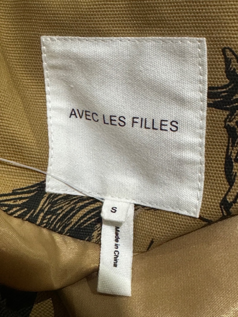 Avec Les Filles Tan Trench Coat with Black Horse Print - Size S - Picture 8 of 8